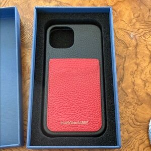 Maison de Sabre Black and Red Leather Phone Case